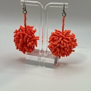 Buy and get 3 FREE. Adorable orange seed bead Pom Pom fishhook pierced earrings.